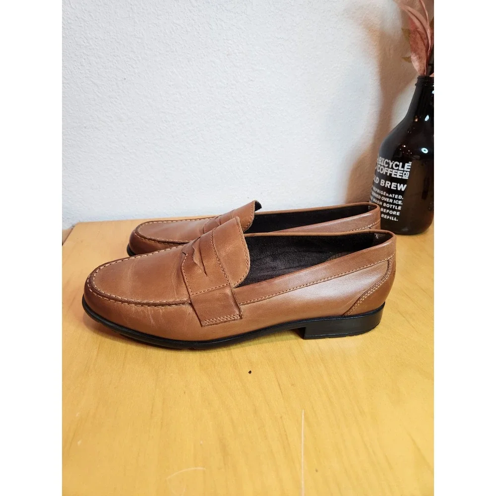 Rockport Mens‎ 11.5 Brown Leather Penny Loafers Walkability truTECH